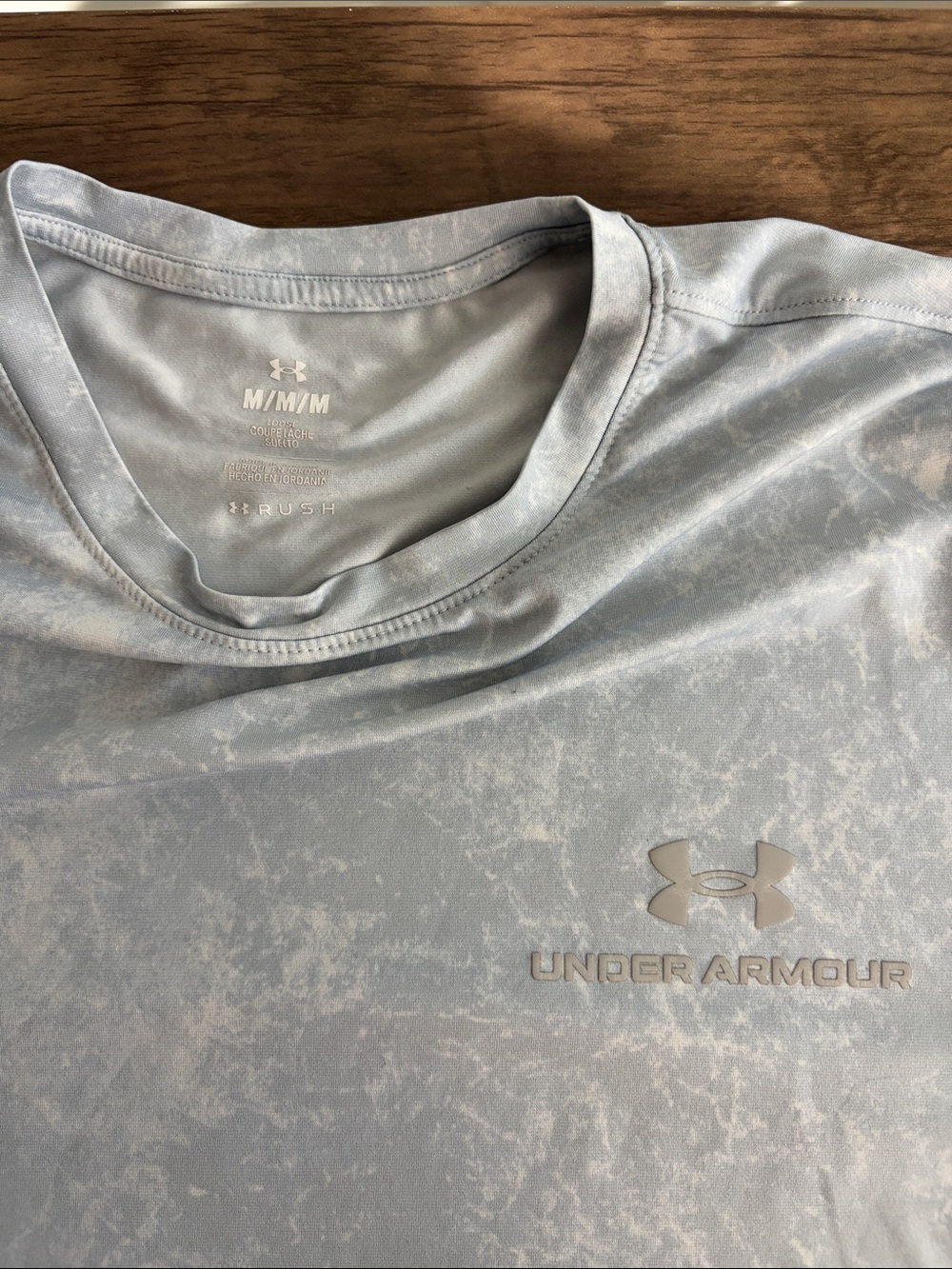 Under Armour Rush Men’s active tee in Light Blue Marble